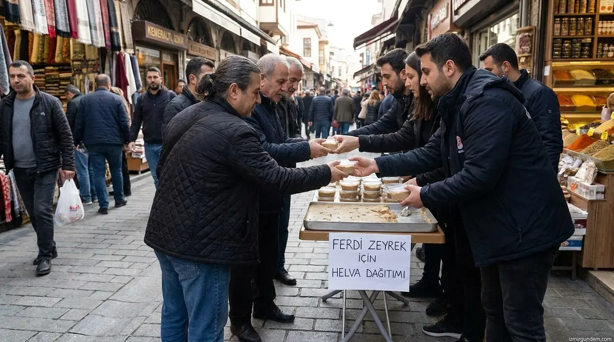 Kemeraltı’nda Ferdi Zeyrek İçin Helva Dağıtıldı