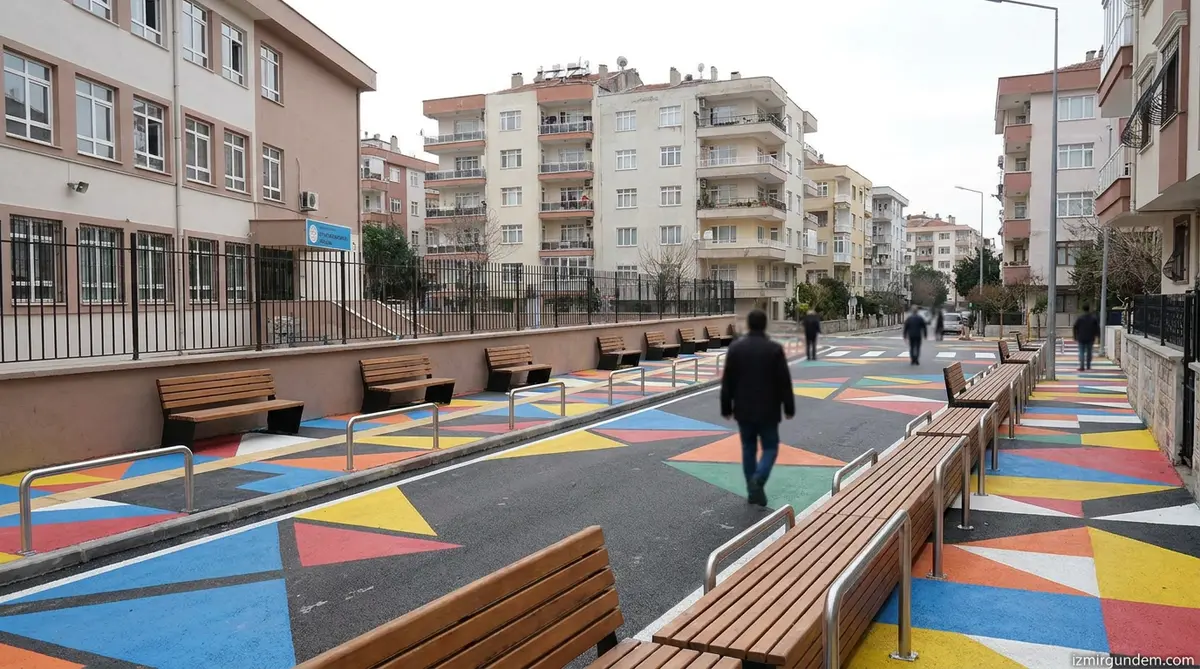 Konak 142 Sokak Renklendi: Namık Kemal İlkokulu Yolu Trafiğe Kapandı
