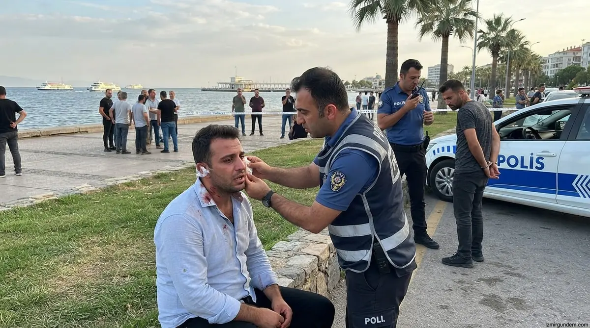 Konak Sahili'nde laf atma kavgası: Kulağını ısırıp kopardı