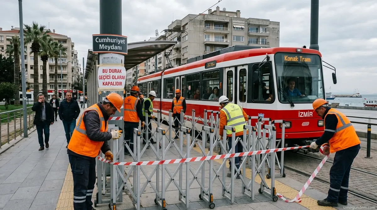 Konak Tramvayı Seferlerine Emniyet Ayarı: Bazı Duraklar Devre Dışı