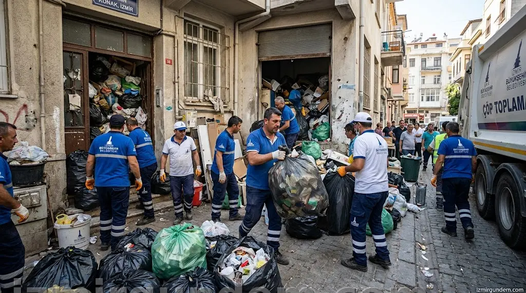 Konak'ta Çöp Ev Operasyonu: 10 Ton Atık Çıkarıldı
