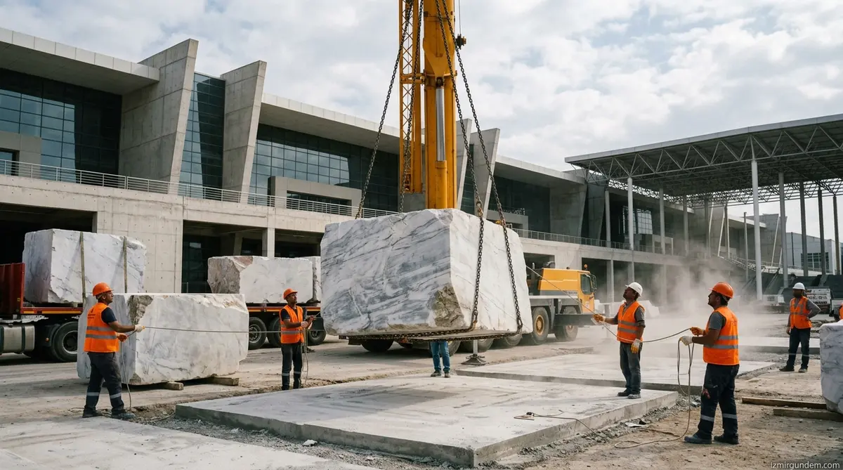 Marble İzmir İçin Dev Bloklar Sahaya İndi: Fuar İzmir'de Hazırlık Başladı