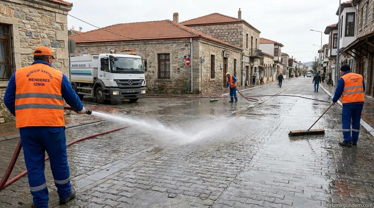 Menderes Belediyesi İlçe Merkezinde Temizlik Seferberliği Başlattı
