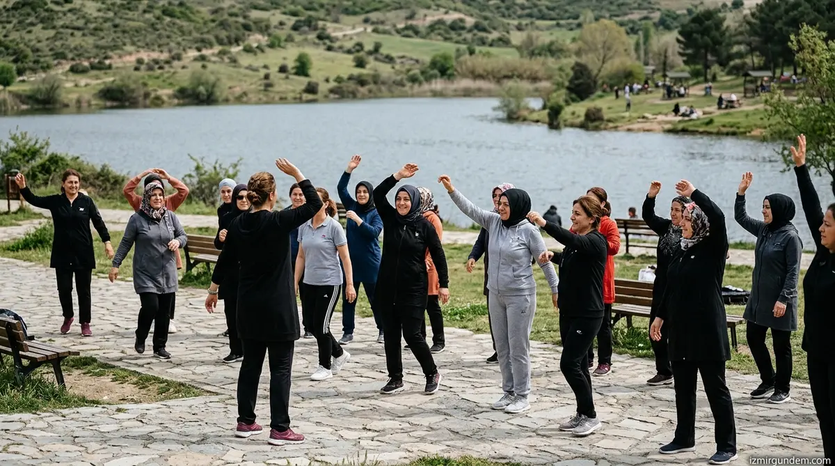 Menderesli Kadınlar Balaban Göleti’nde Spor Yaptı