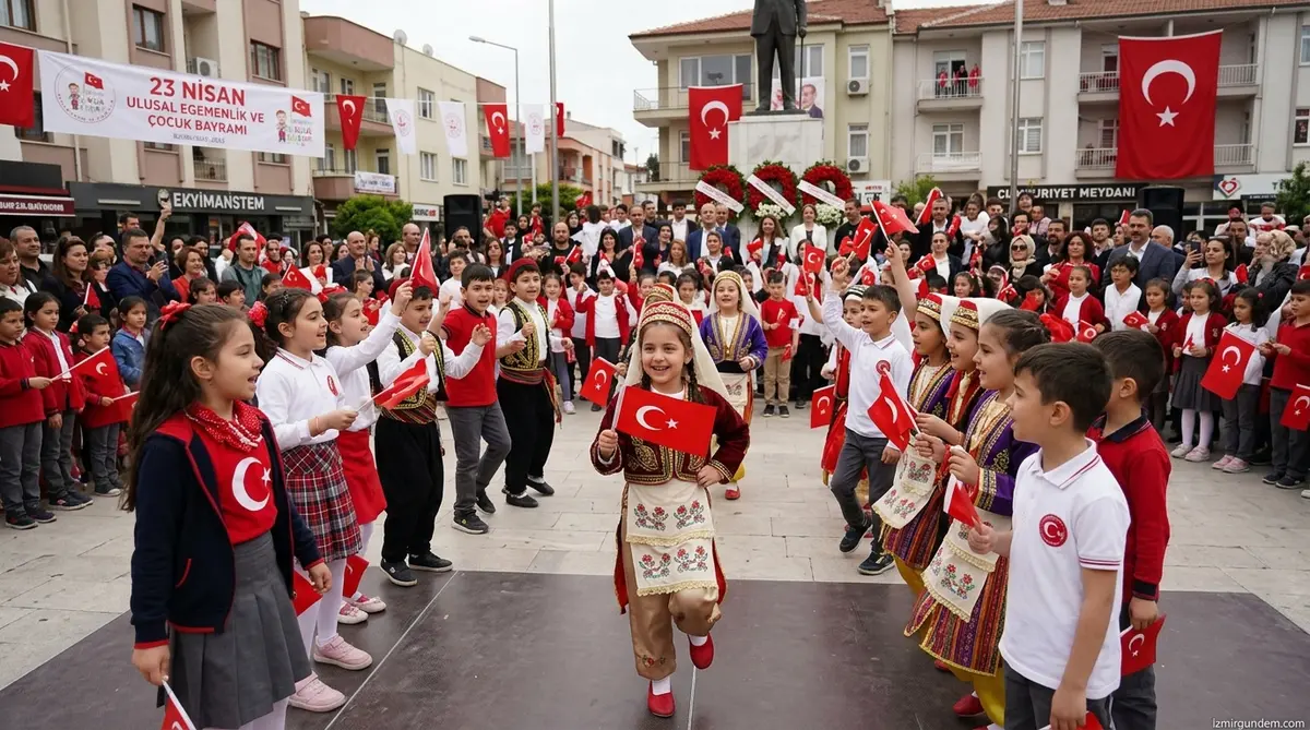 Menemen Cumhuriyet Meydanı'nda 23 Nisan Coşkusu: Çocuklar Bayramı Kutladı