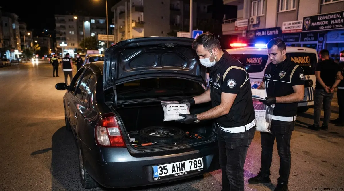Menemen'de Narkotik Operasyonu: Bagajdan 1 Kilo Metamfetamin Çıktı