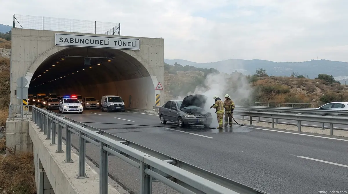 Sabuncubeli Tüneli Çıkışında Araç Yangını: Trafik...