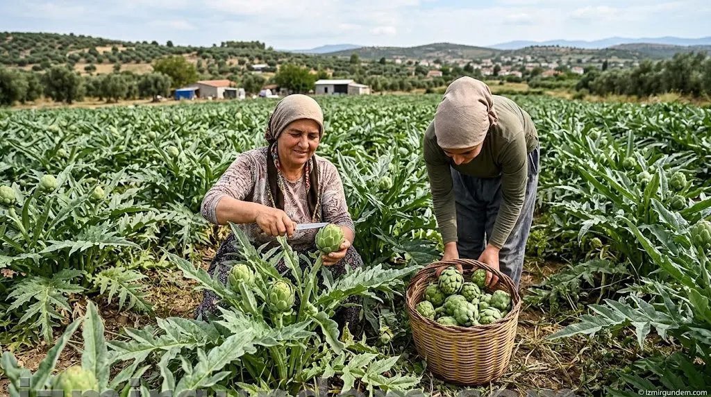 Seferihisar Düzce Köyü'nde Enginar Hasadı Başladı