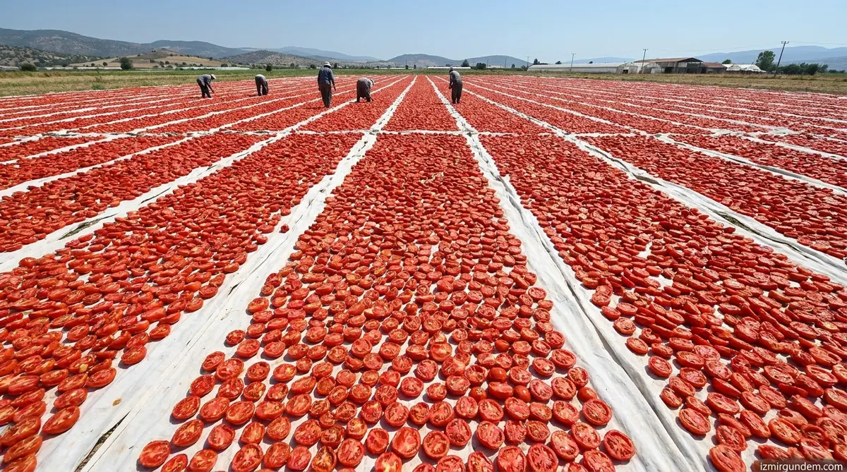 Torbalı Ovası Kırmızıya Büründü: 100 Ülkeye Kuru Domates İhracatı