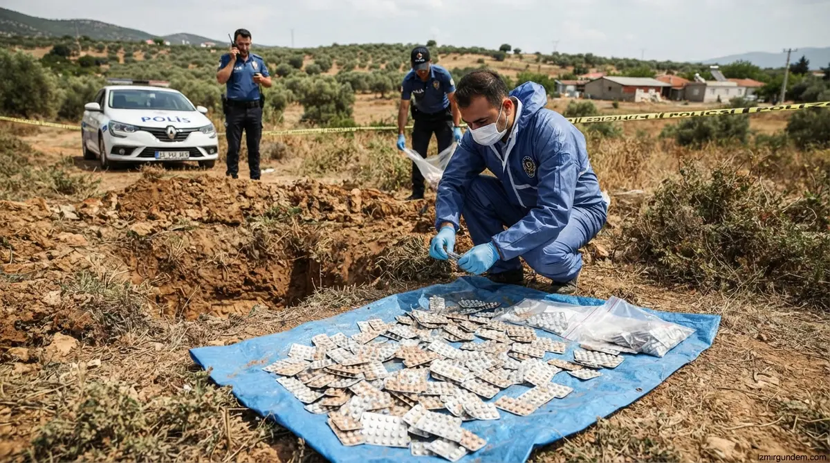 Torbalı'da Toprağa Gömülü 17 Bin Sentetik Ecza Ele Geçirildi