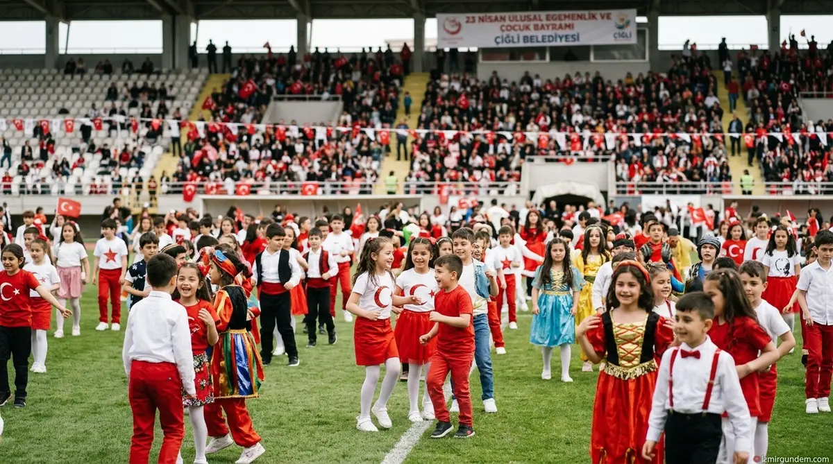 Çiğli Atatürk Stadı'nda 23 Nisan Coşkusu: Binlerce Çocuk Eğlendi