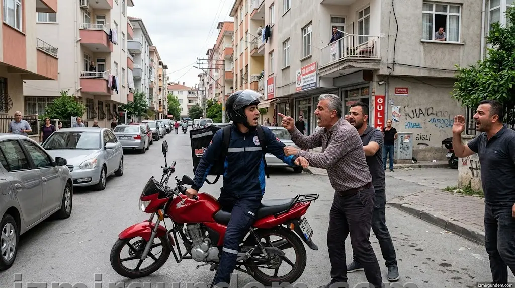 Çiğli Güzeltepe'de Korna Çalan Motosiklet Sürücüsüne Sokak Ortasında...
